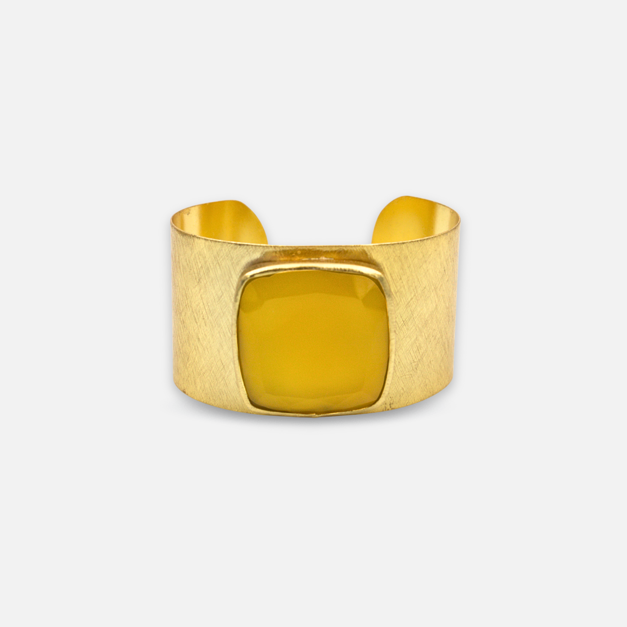 Brazalete Sol - brazalete rígido ancho con piedra amarilla