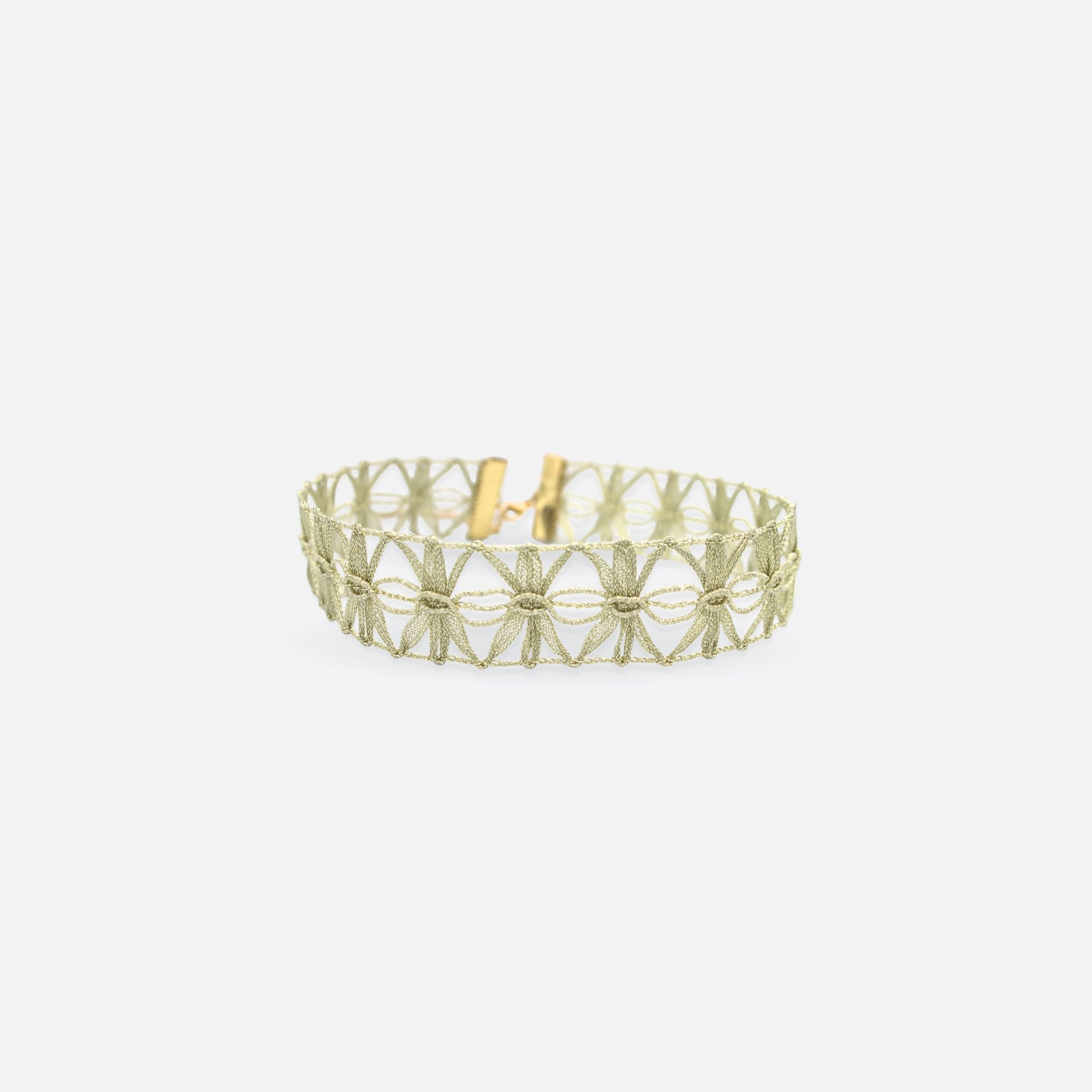 Choker ancho tela dorado flores Amanai