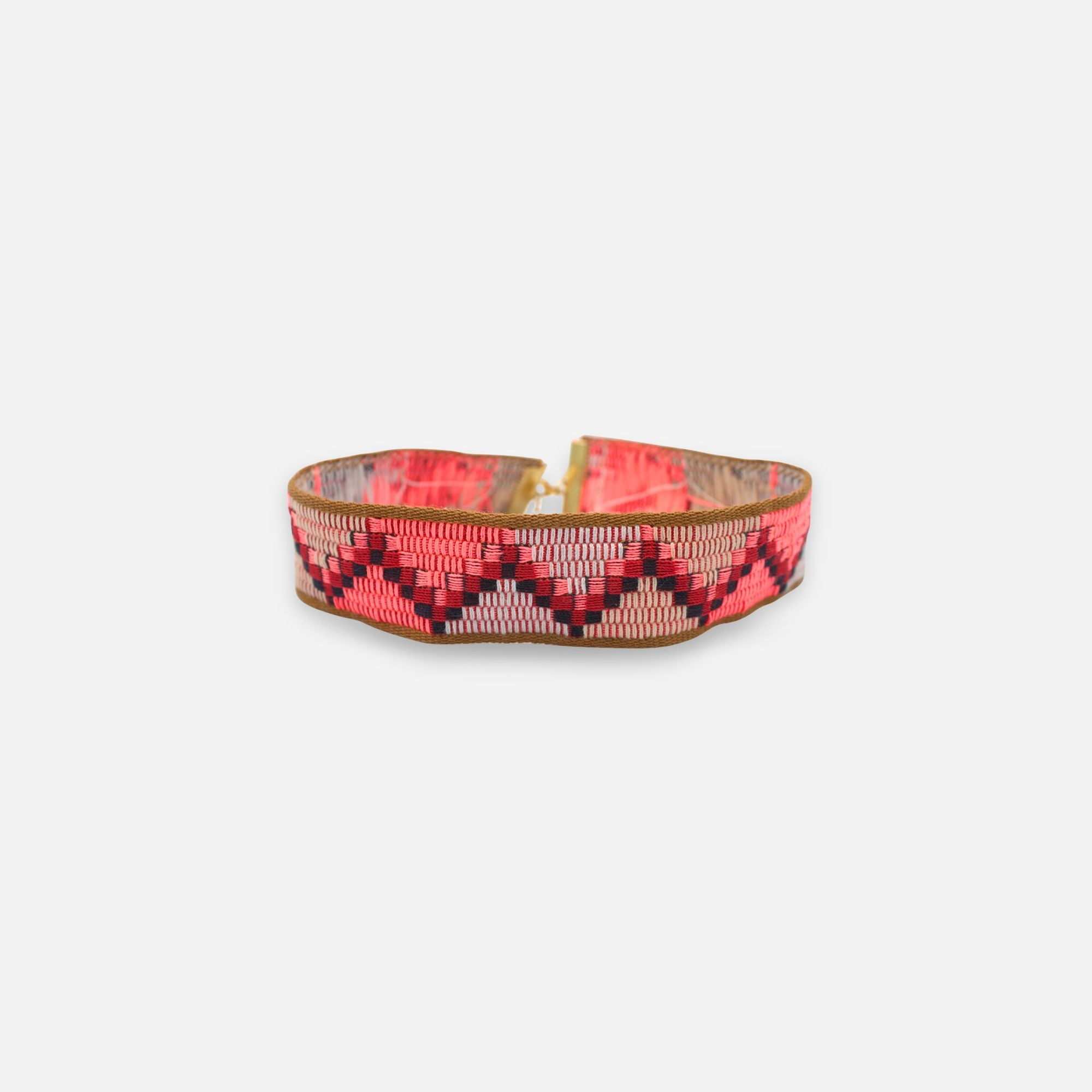 Choker de tela colores coral rosa marrón estilo boho chic Amanai