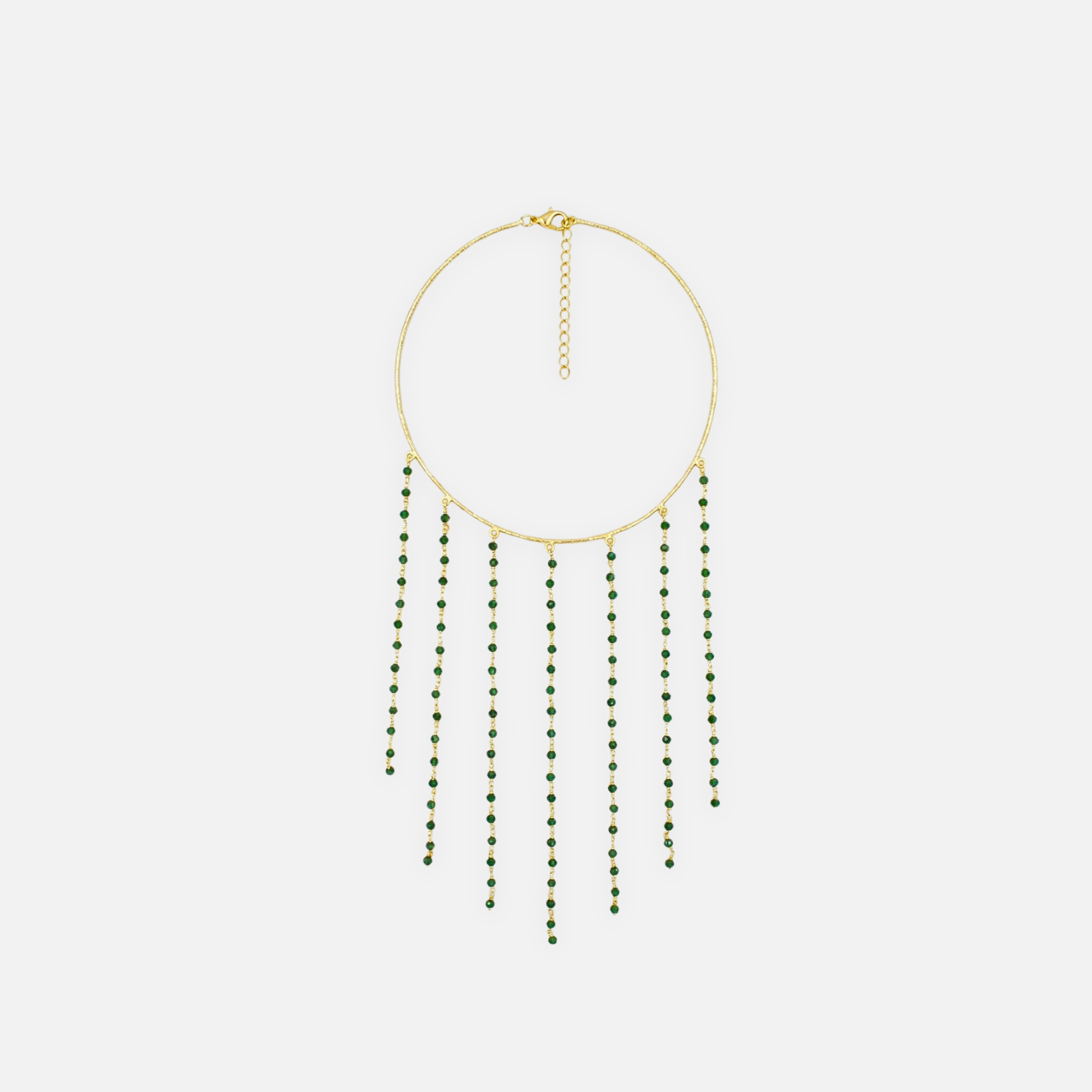Choker Isla - gargantilla dorada con piedras verde esmeralda